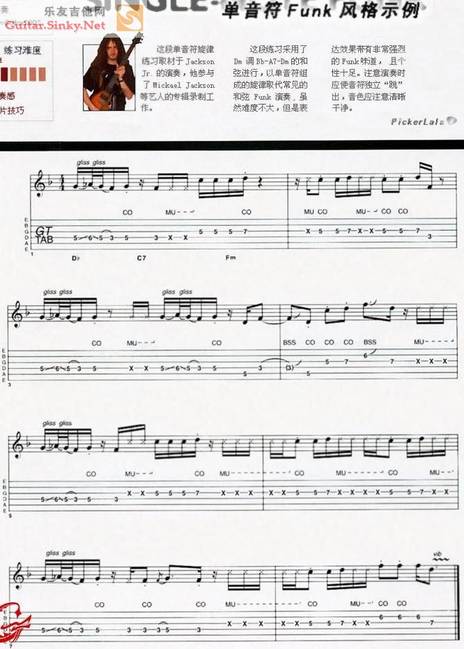 funk吉他单音曲 调六线吉他谱-虫虫吉他谱免费下载