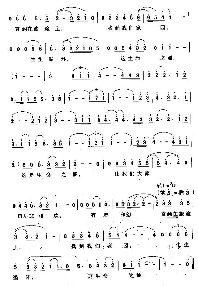 生生循环(电影狮子王插曲) 简谱-虫虫吉他谱免