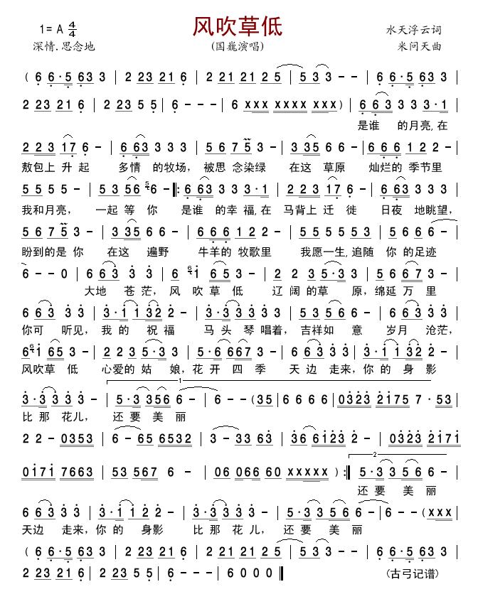 >> >> 国巍 >>风吹草低