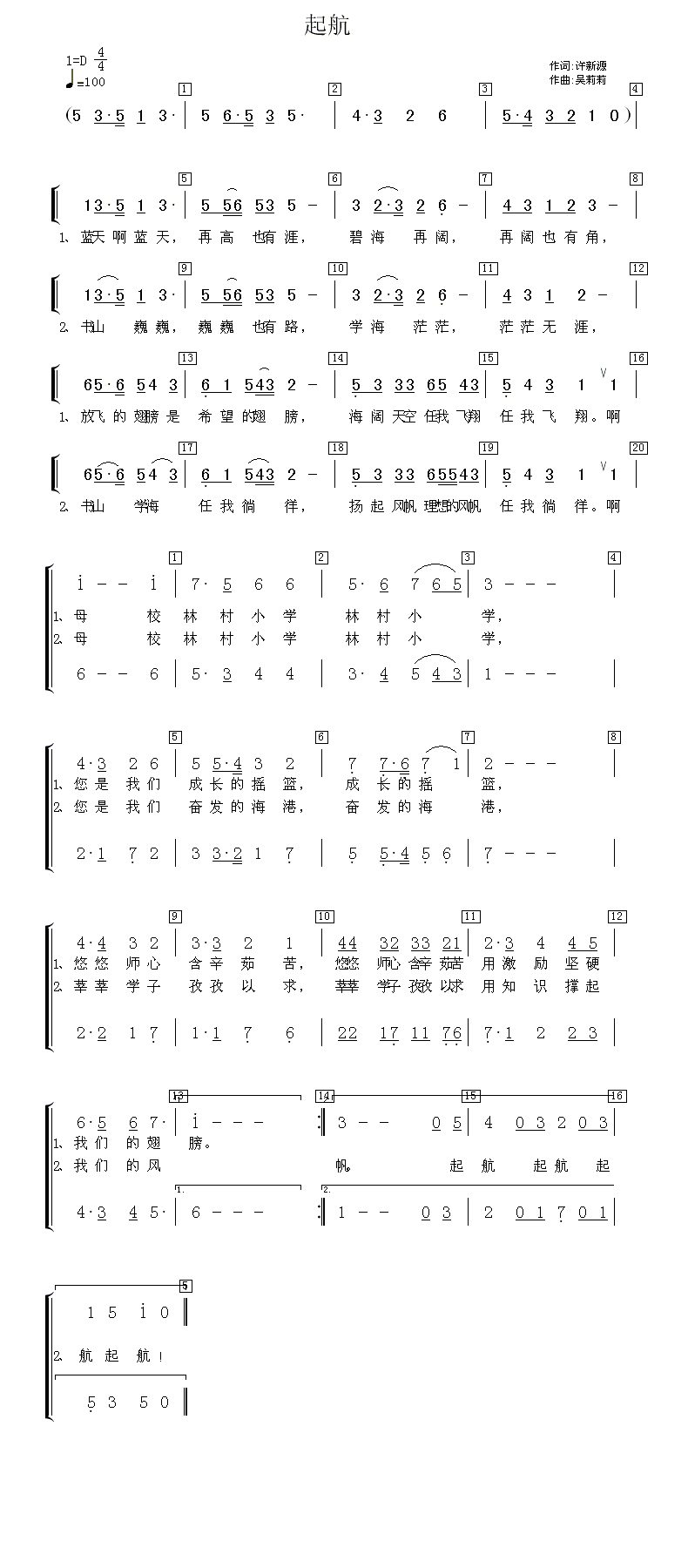 起航吉他谱 第1页