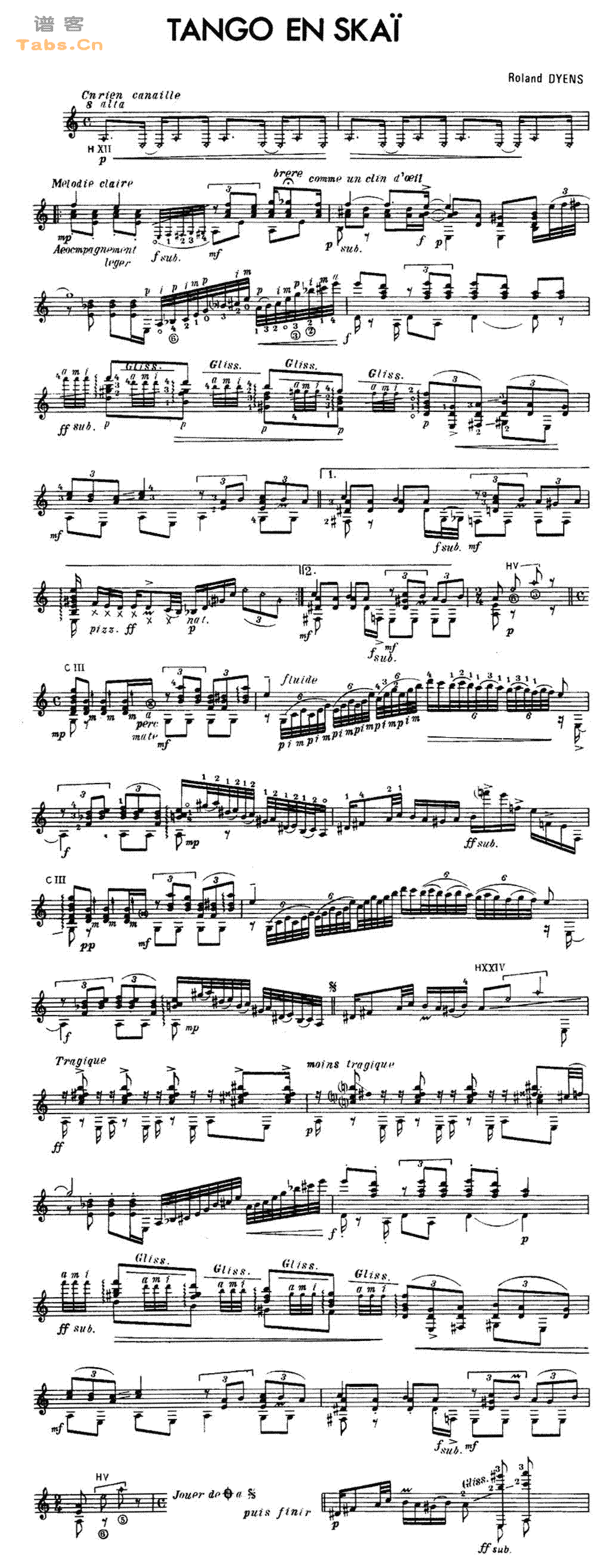 皮革探戈 tango en skai. 吉他谱 第1页