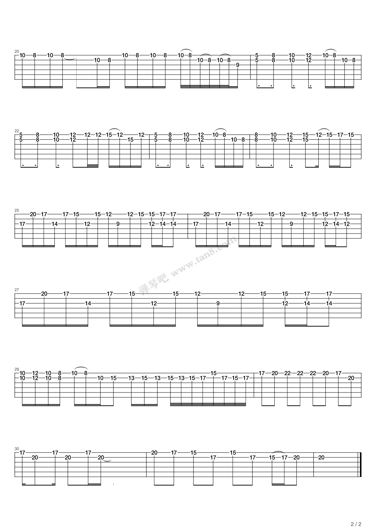 ></p></a>> 练习曲 >> 许巍 >>空谷幽兰电吉他尾奏