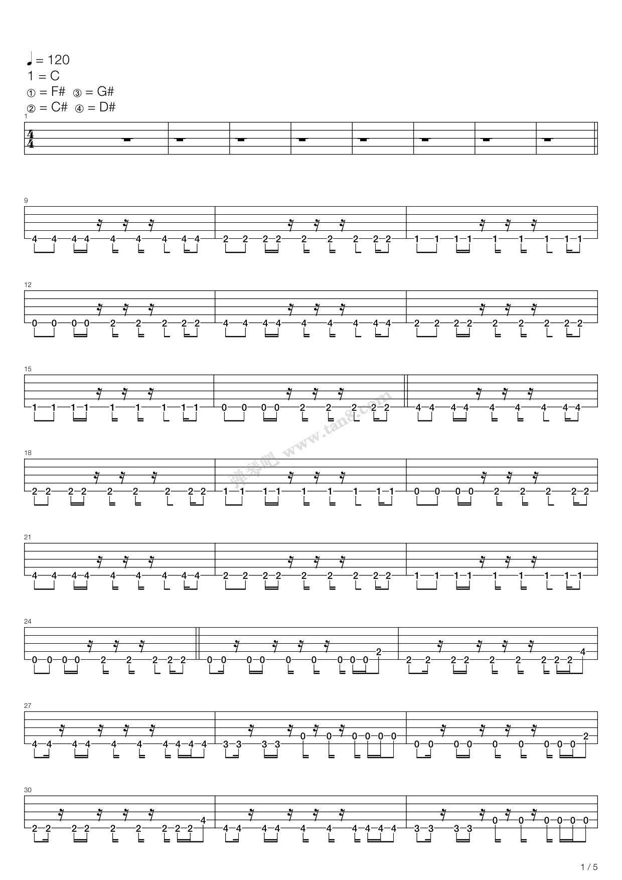 传说之下吉他谱sans,传说之下吉他谱小花 《传说之下——megalovania》,toby fox(六线谱 吉他谱吉他谱 第21页