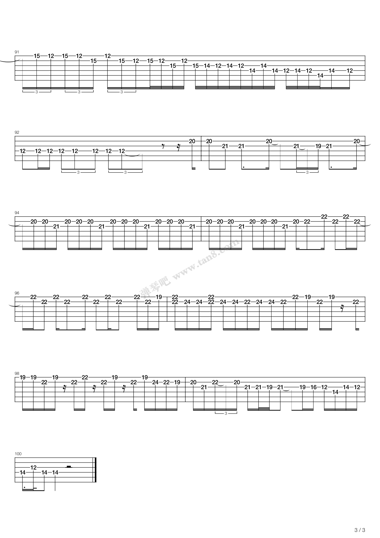 《Back in Black》,AC/DC（六线谱 调六线吉他谱虫虫吉他谱免费下载