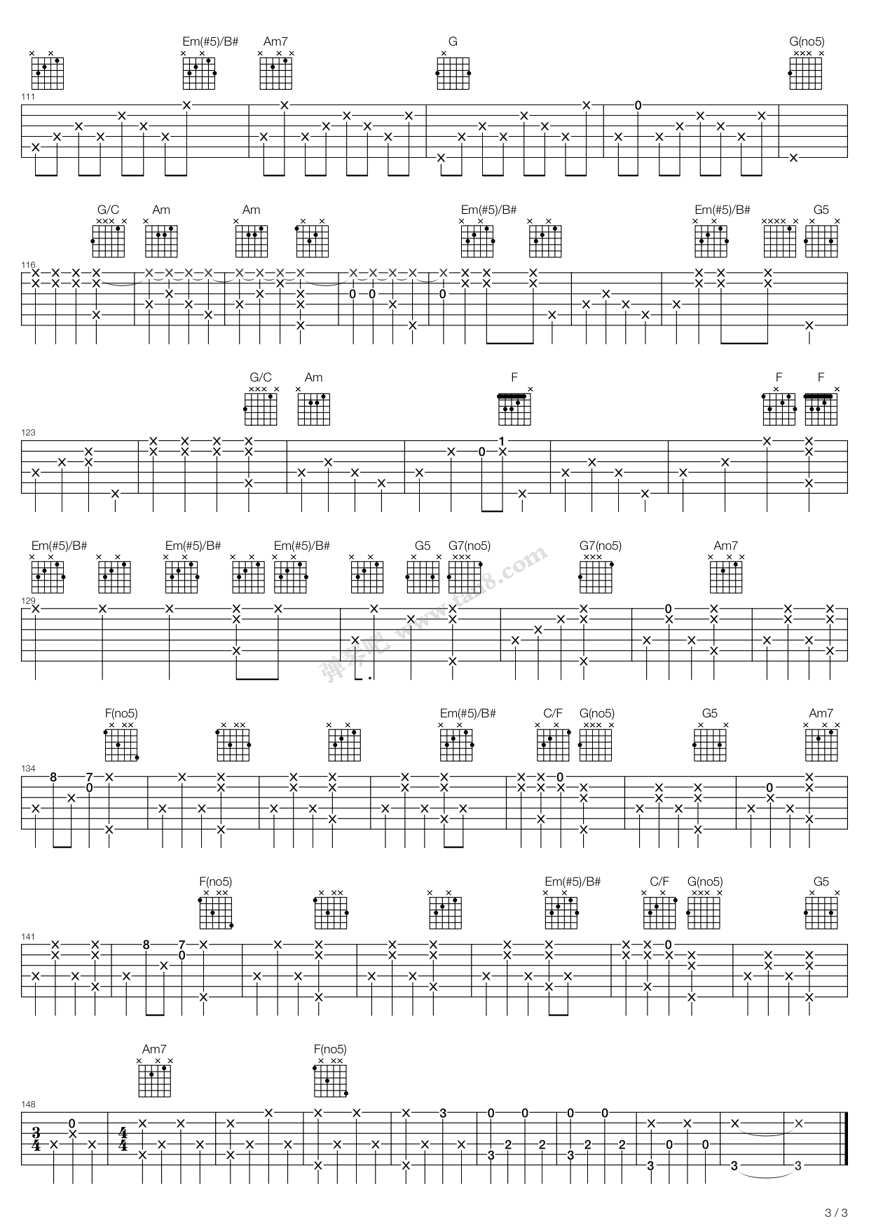 >>《faded(指弹版)》,faded faded(六线谱