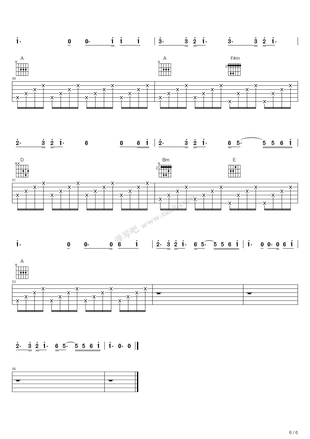 >>《500 miles 五百英里(five hundred miles,a调吉他弹唱谱)》