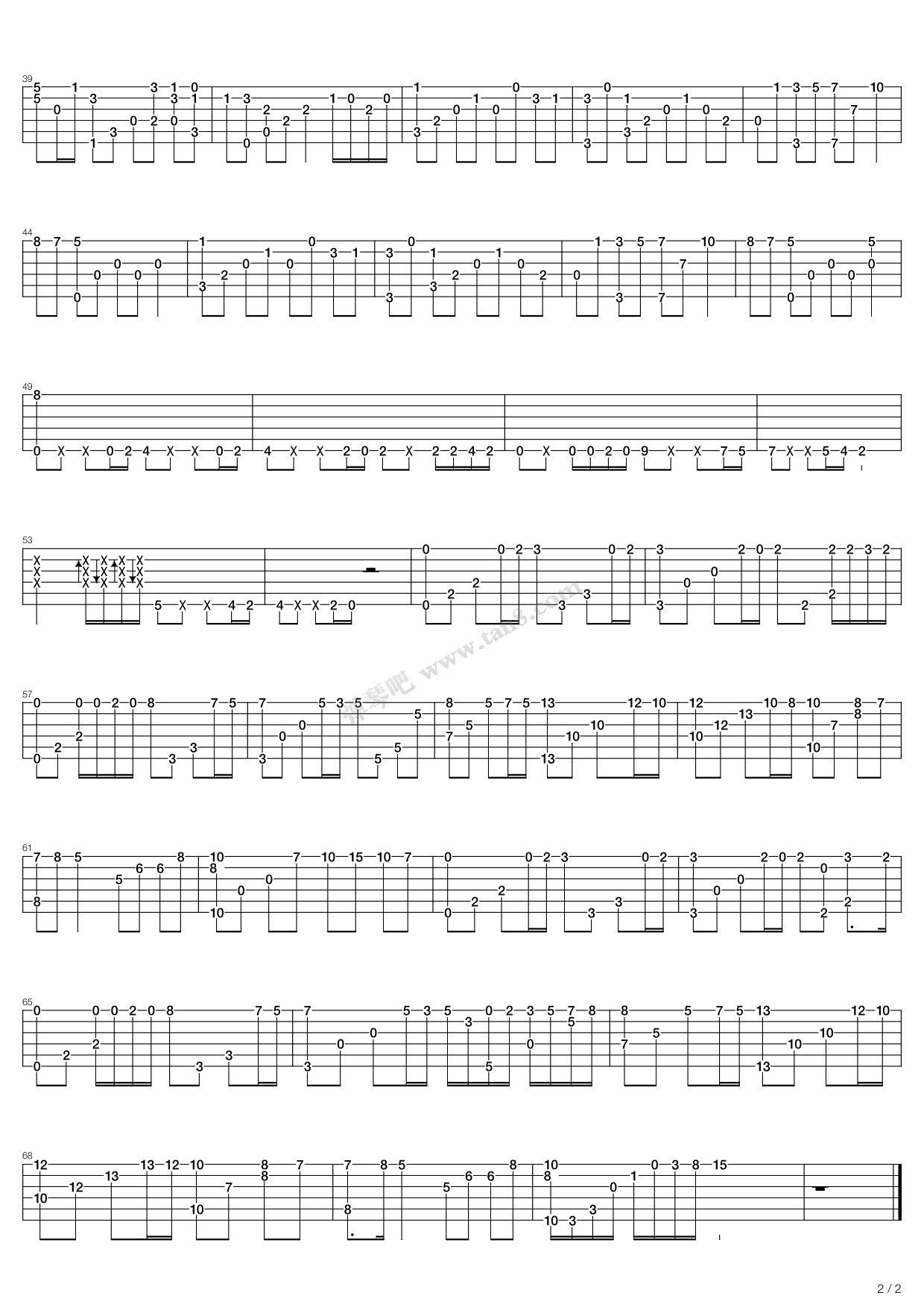 《亡灵序曲》,亡灵序曲(六线谱 吉他谱吉他谱 第2页