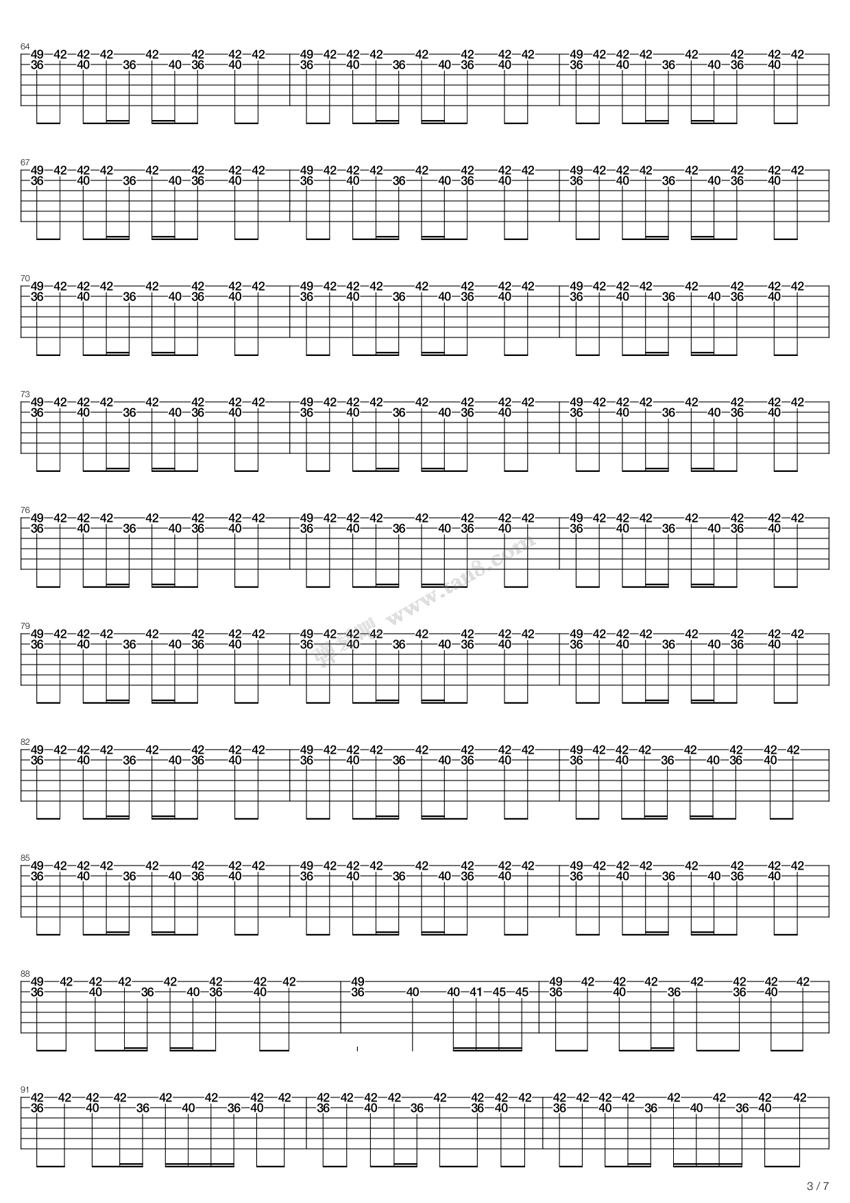 《镜子中,扭曲的机器(六线谱 调六线吉他谱-虫虫吉他谱免费下载