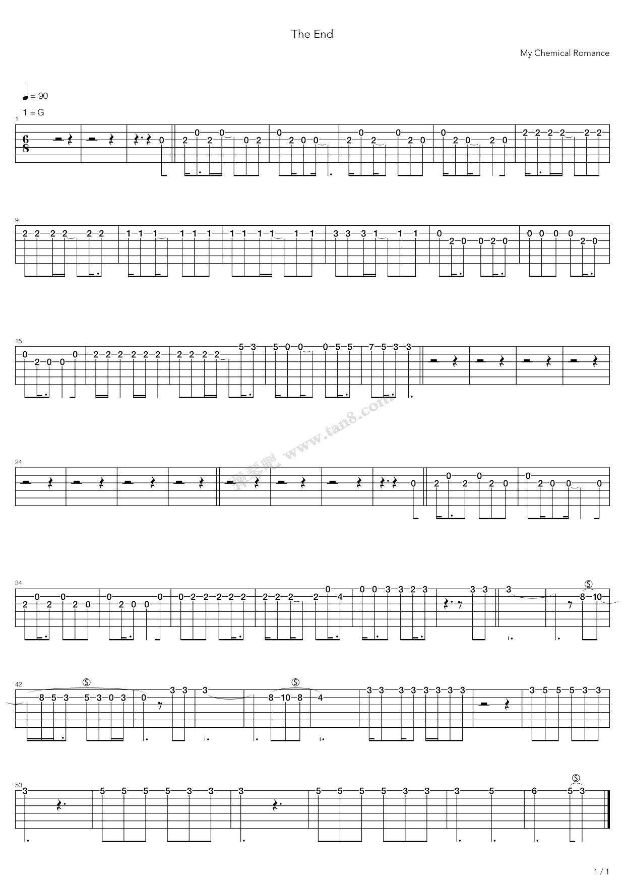 《end》,my chemical romance(六线谱 吉他谱吉他谱 第1页