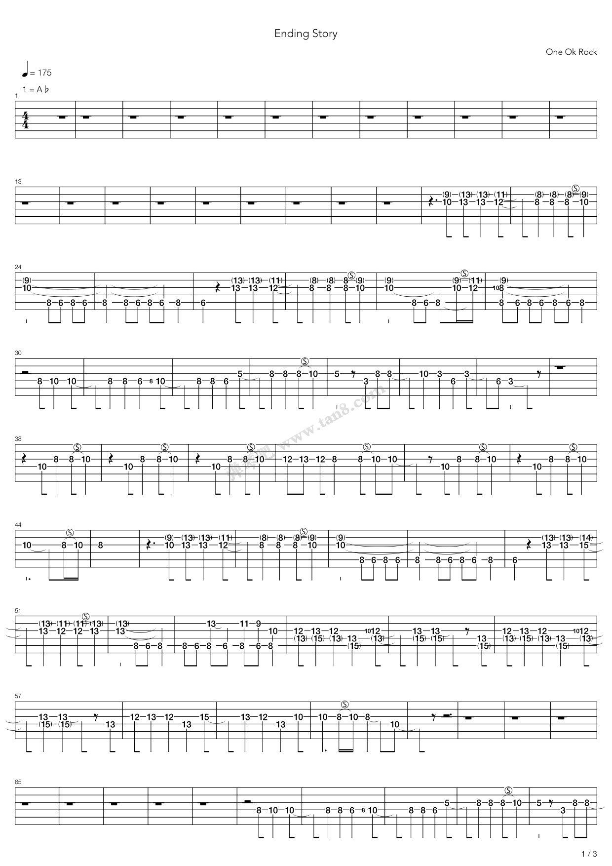 one ok rock吉他谱,werock吉他谱 《never ending story》,one ok rock(六线谱 吉他谱吉他谱 第10页