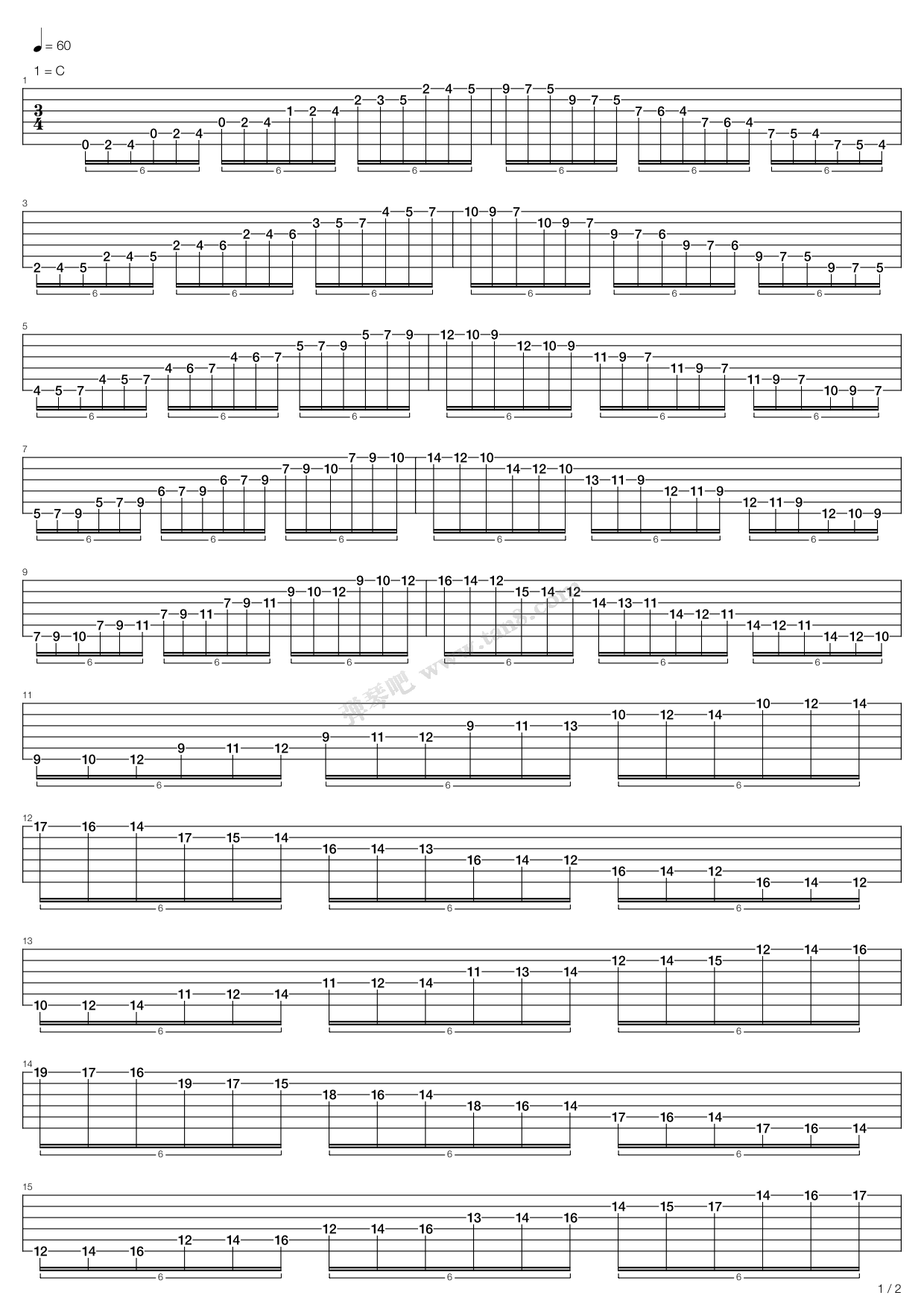 《每天必练的练习(2) - 12个自然大调音阶的练