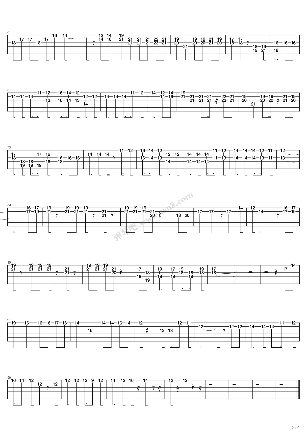 《少女的祈祷》,杨千嬅(六线谱 调六线吉他谱-