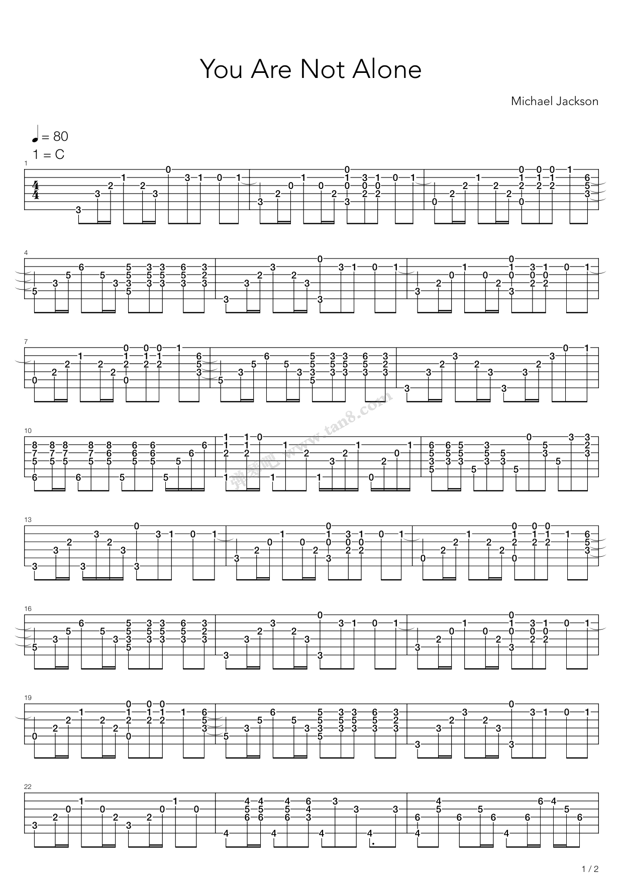 never be alone吉他谱,photograph吉他谱 《you are not alone》,michael jackson(六线谱 吉他谱吉他谱 第1页