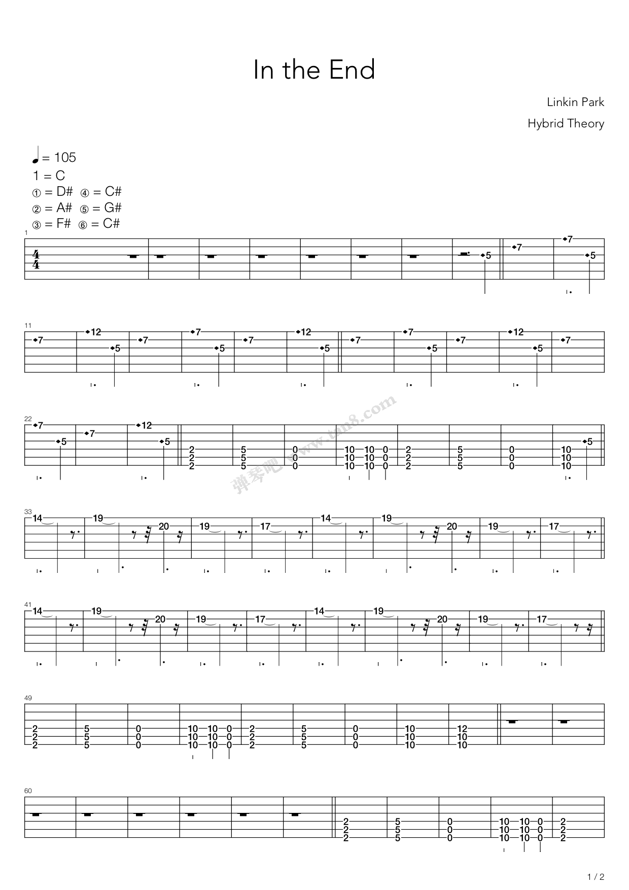 intheend谱子,intheend简谱 >> >> linkin park >>in the end