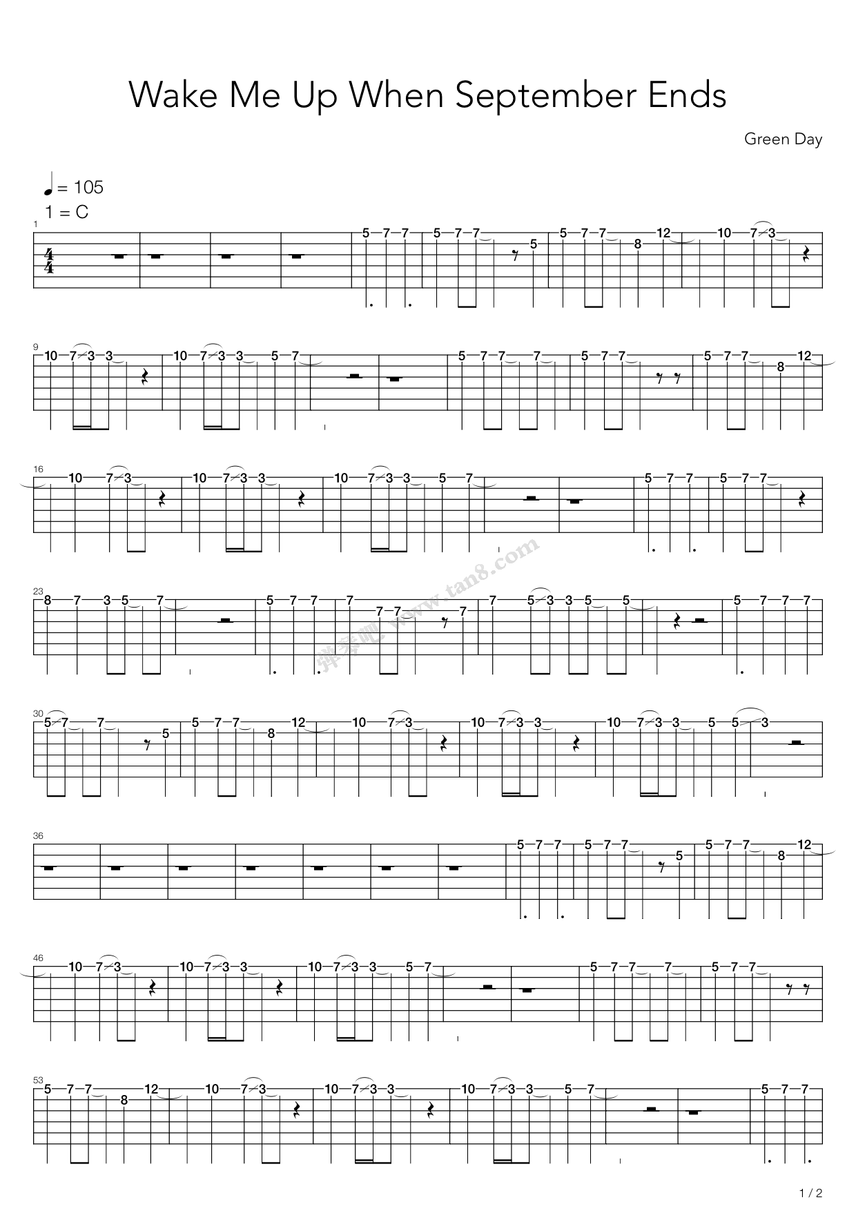 >> 儿歌 >> green day >>wake me up when september ends