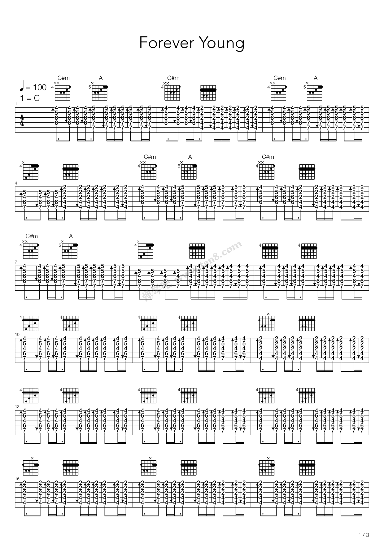 foreveryoung数字简谱,foreveryoung简谱 儿歌水木年华foreveryoung