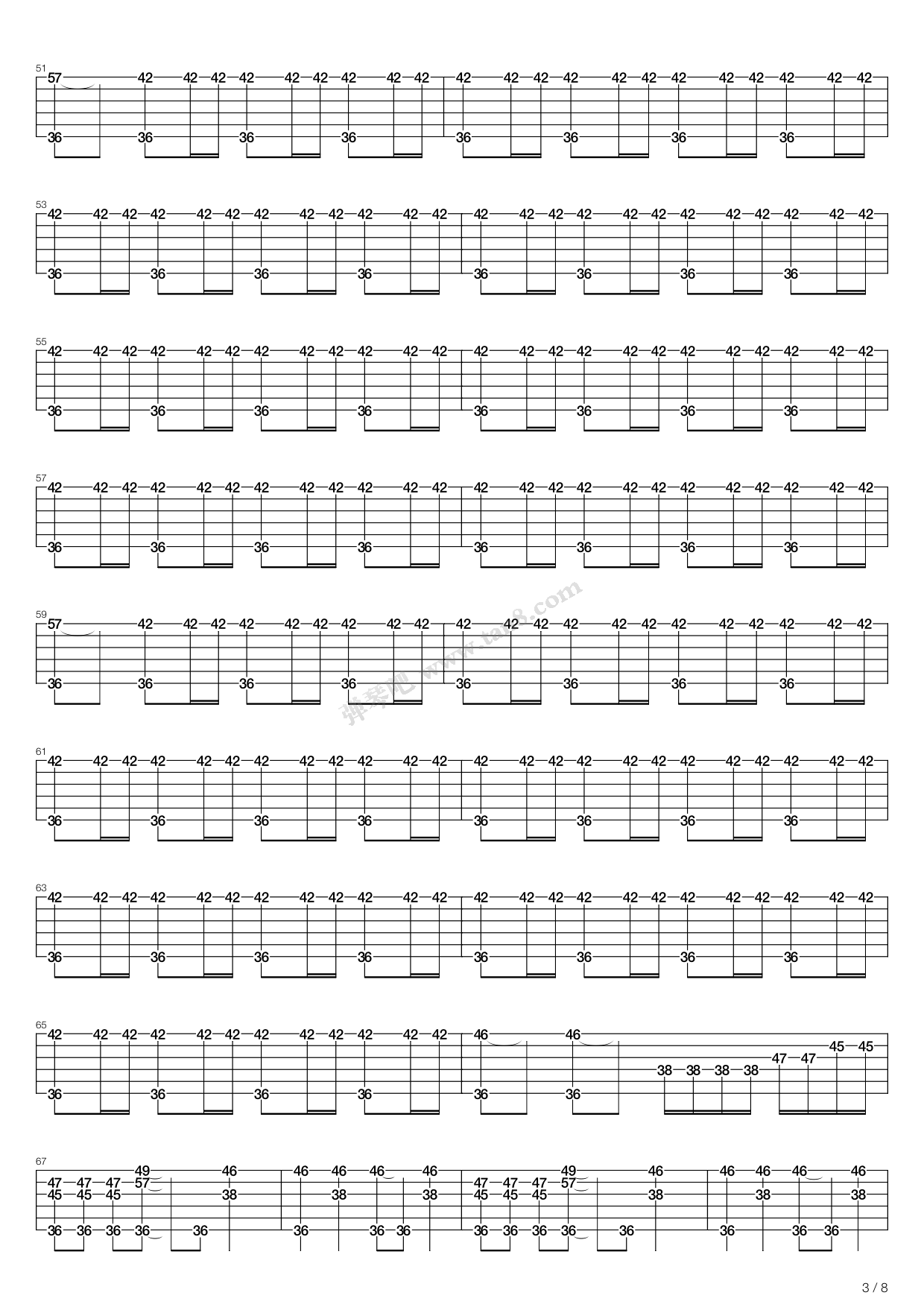 《下落不明(倾笑京城live版)》,谢天笑(六线谱 吉他谱吉他谱 第7页