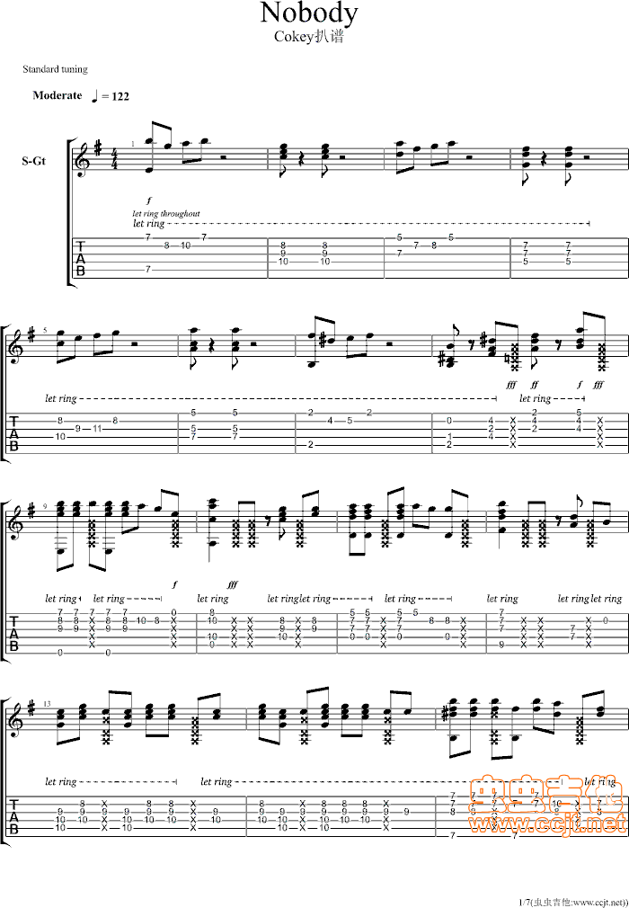 Nobody吉他谱--g调-虫虫吉他