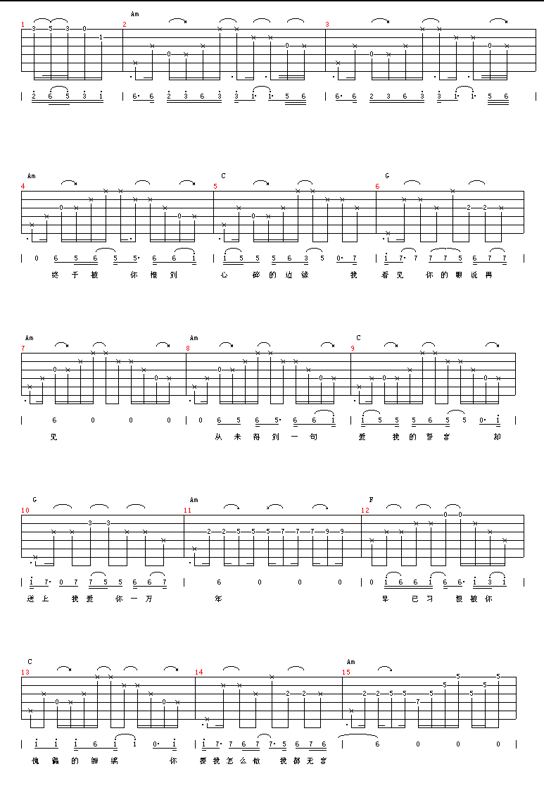 第一滴泪吉他谱-弹唱谱---虫虫吉他