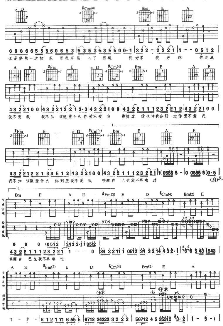 爱不爱我吉他谱-弹唱谱---虫虫吉他