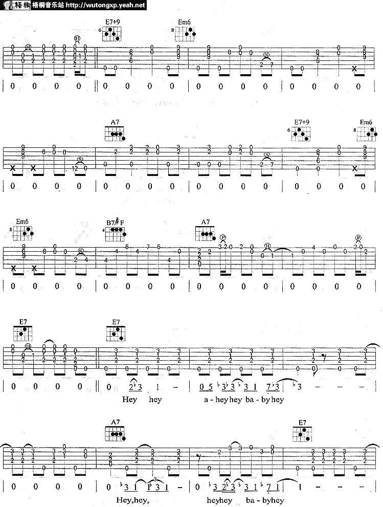 hey hey吉他谱-弹唱谱---虫虫吉他