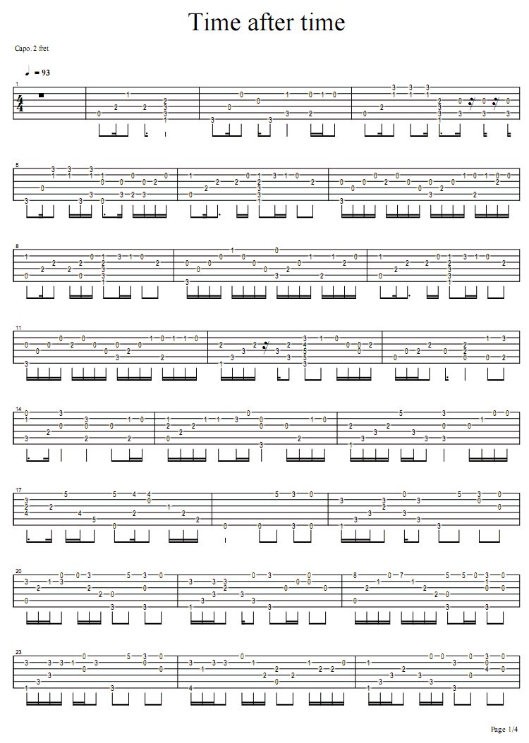 time after time吉他谱-弹唱谱-多调-虫虫吉他