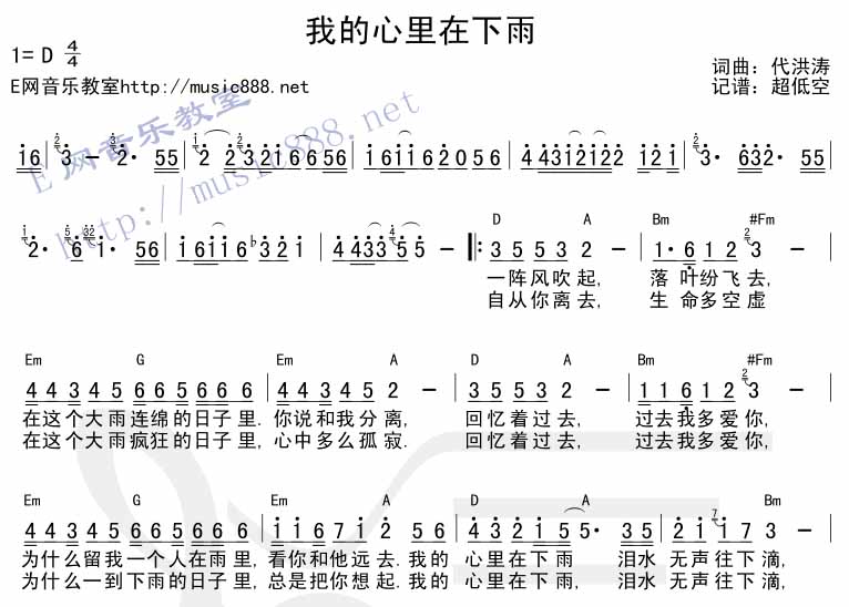 我的心里在下雨吉他谱-弹唱谱---虫虫吉他