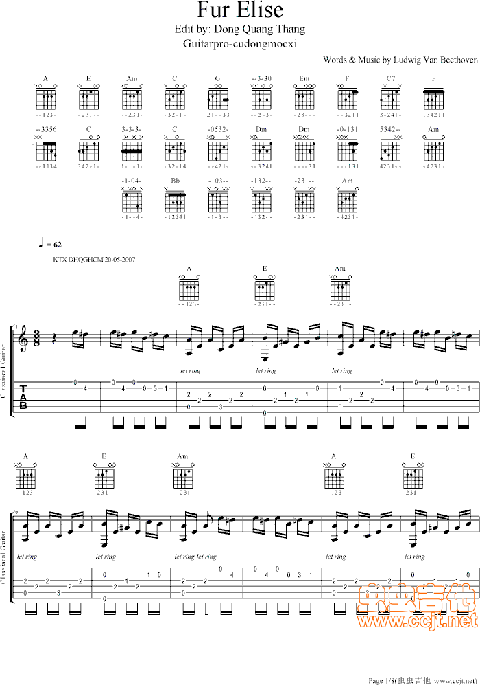 吉他谱 第1页