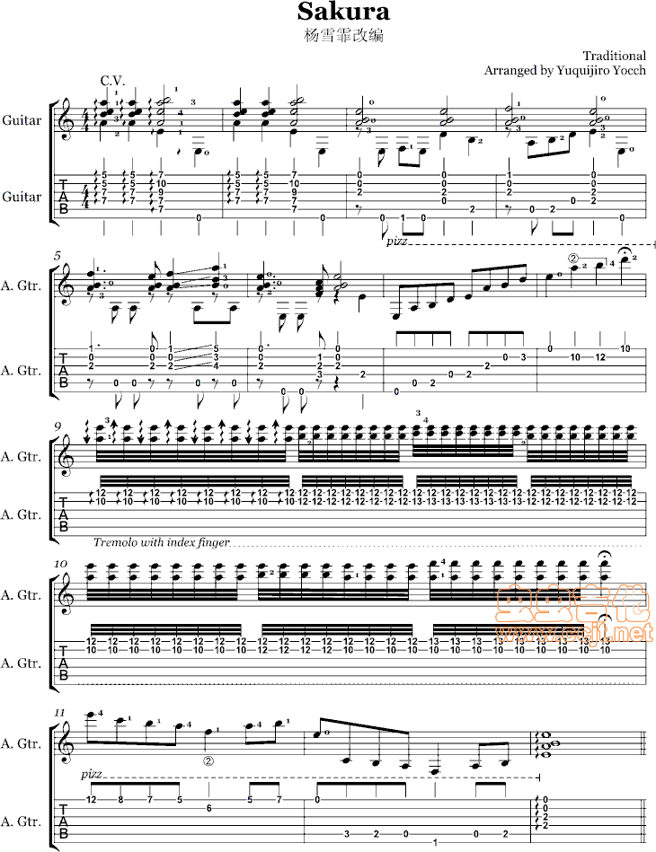 樱花吉他谱--c调-虫虫吉他