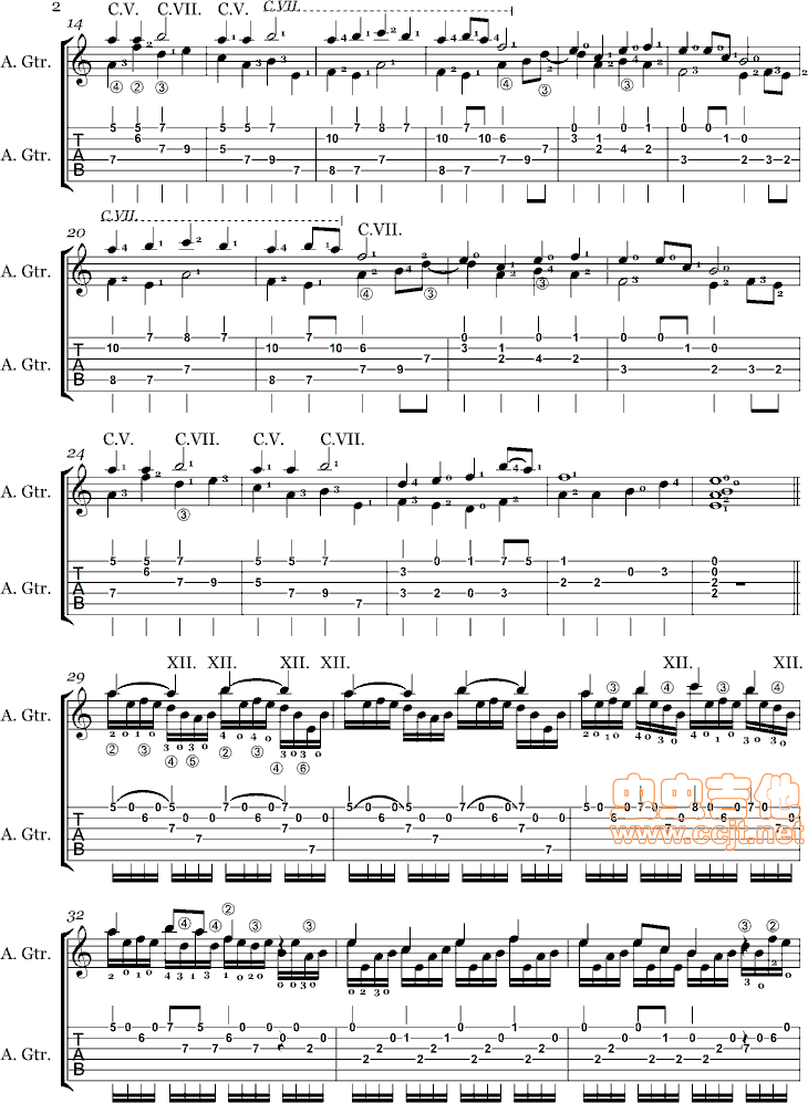 樱花吉他谱--c调-虫虫吉他