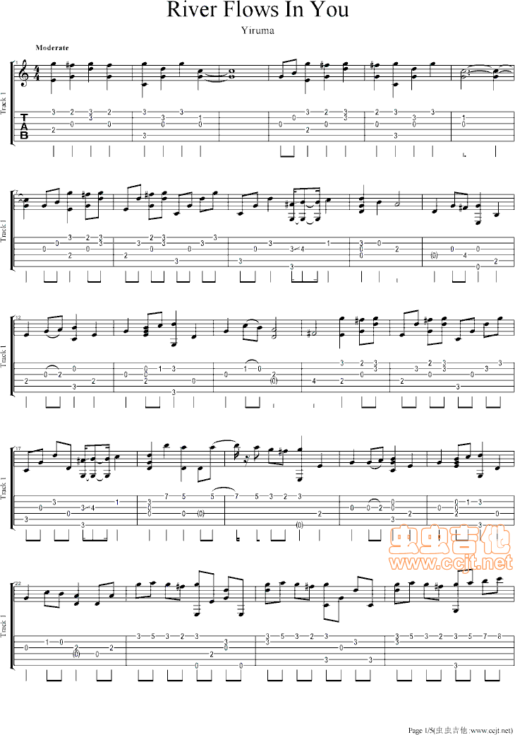 River flows in you吉他谱--g调-虫虫吉他