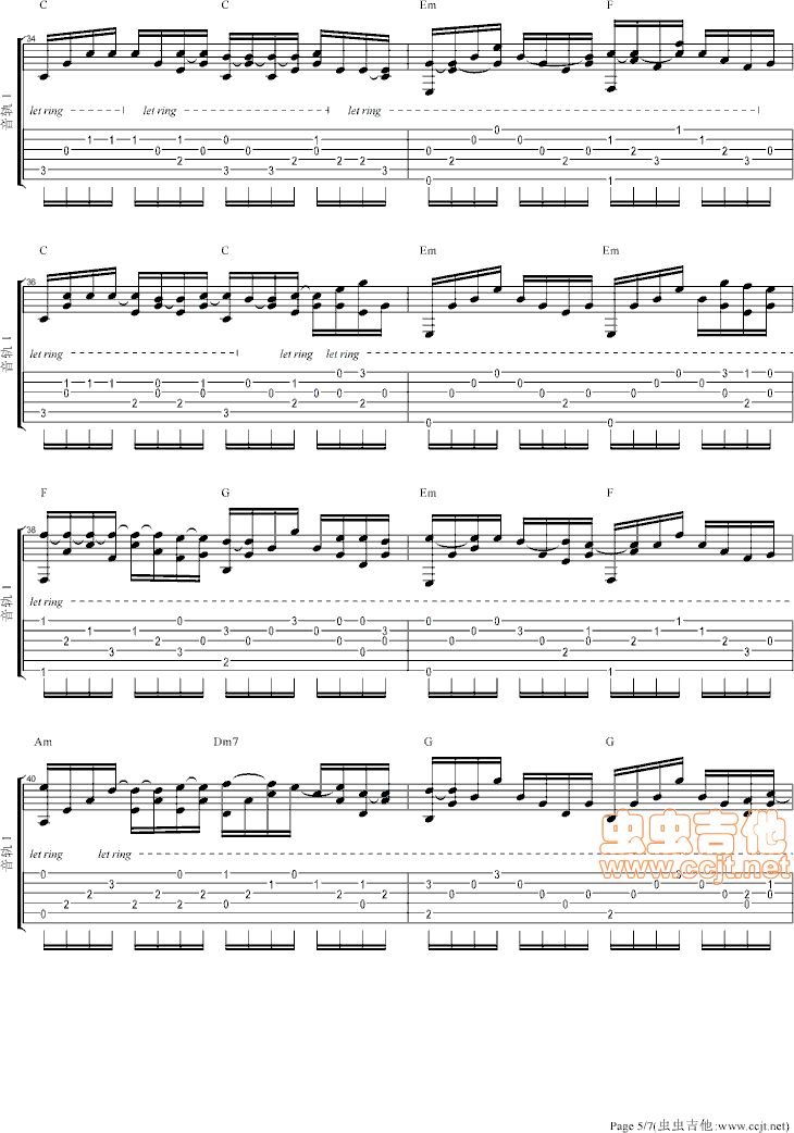 小情歌吉他谱--c调-虫虫吉他