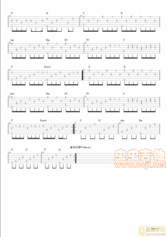 卡农吉他谱--c调-虫虫吉他