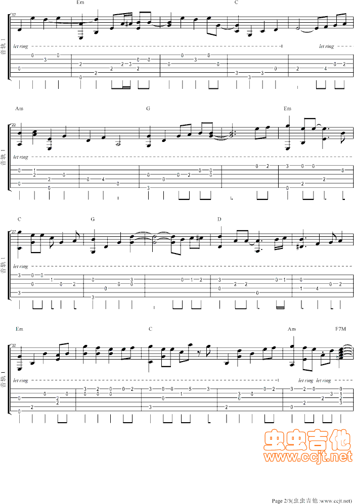 成熟的步美吉他谱--g调-虫虫吉他