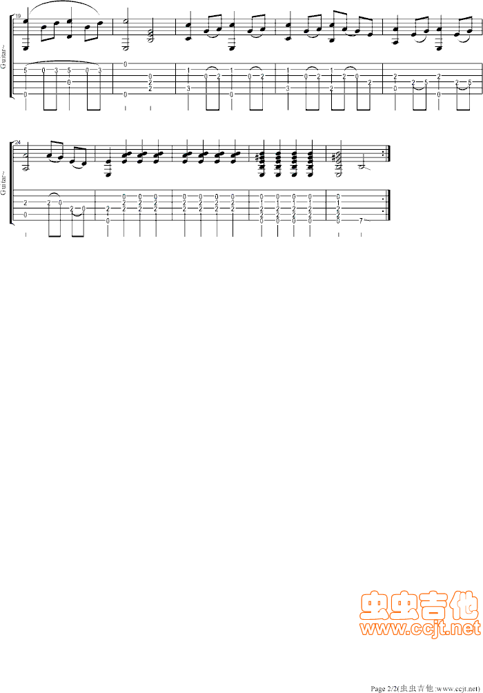 忐忑吉他谱--c调-虫虫吉他