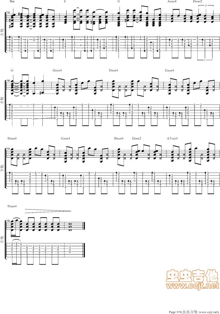 奔跑吉他谱--c调-虫虫吉他