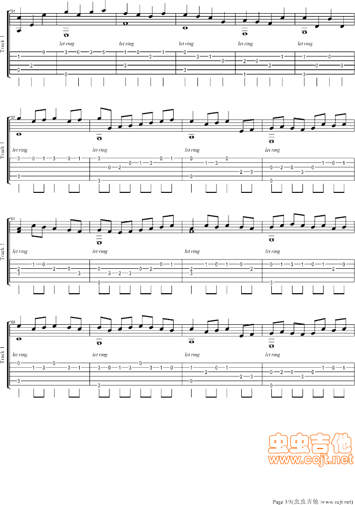 卡农吉他谱-弹唱谱-c调-虫虫吉他