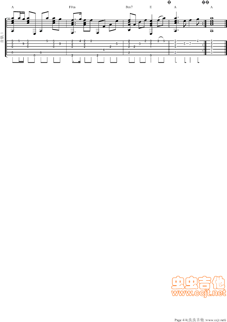 恰似你的温柔吉他谱--a调-虫虫吉他
