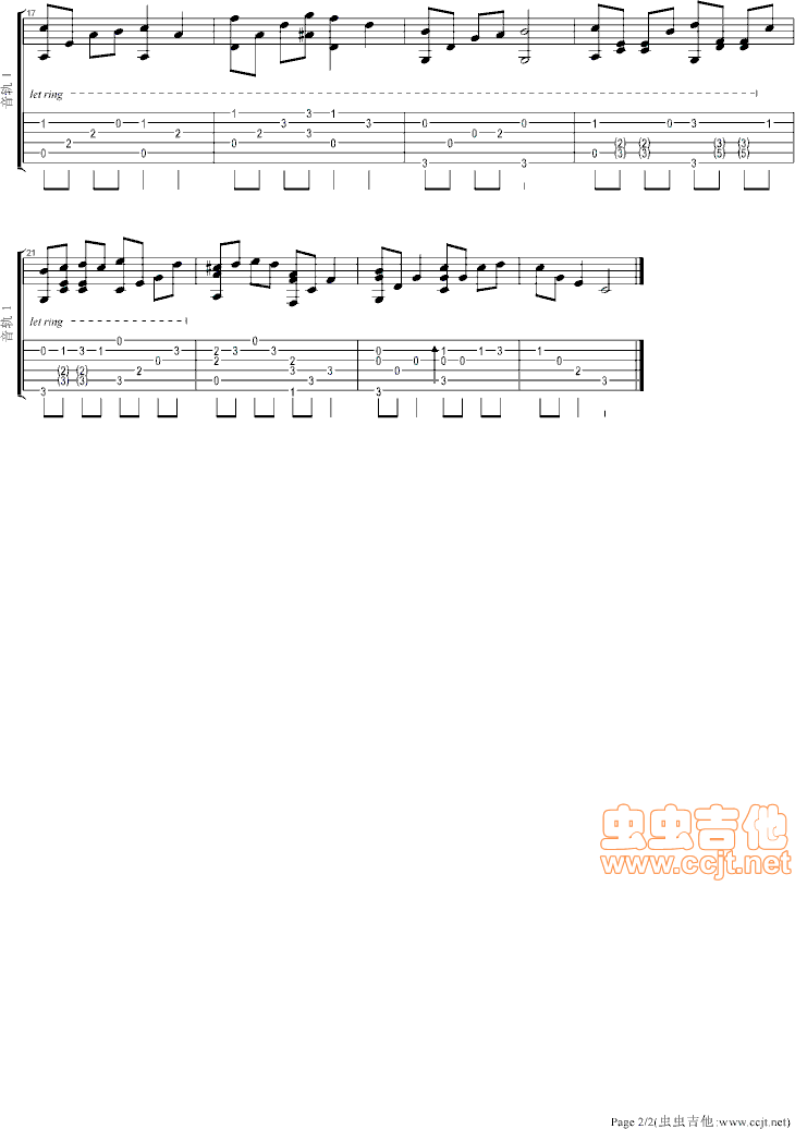 Playing吉他谱--c调-虫虫吉他