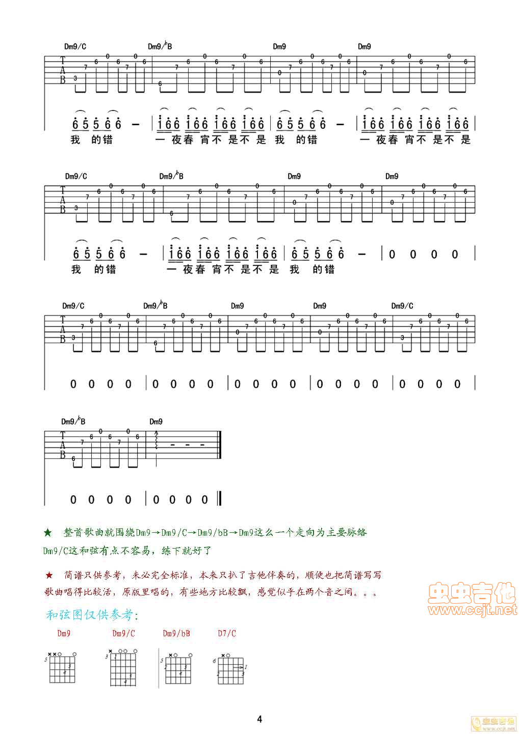 嫁衣吉他谱-弹唱谱-f调-虫虫吉他