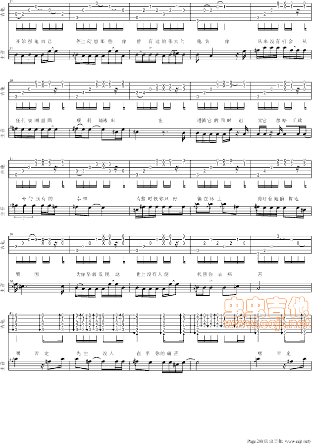 否定先生吉他谱-总谱-c调-虫虫吉他