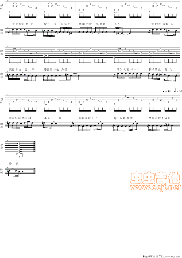 否定先生吉他谱-总谱-c调-虫虫吉他