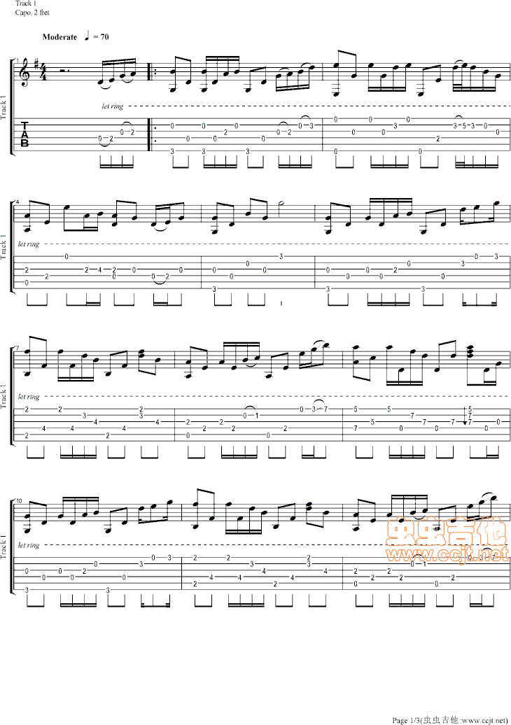 千千閦歌吉他谱--g调-虫虫吉他