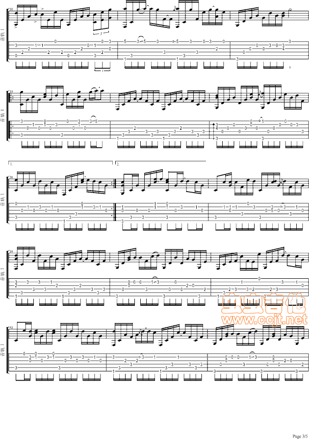 传奇吉他谱--c调-虫虫吉他