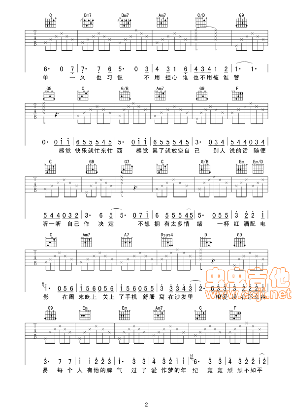 没那么简单吉他谱-弹唱谱-g调-虫虫吉他