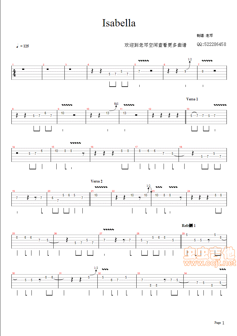 Isabella吉他谱--c调-虫虫吉他