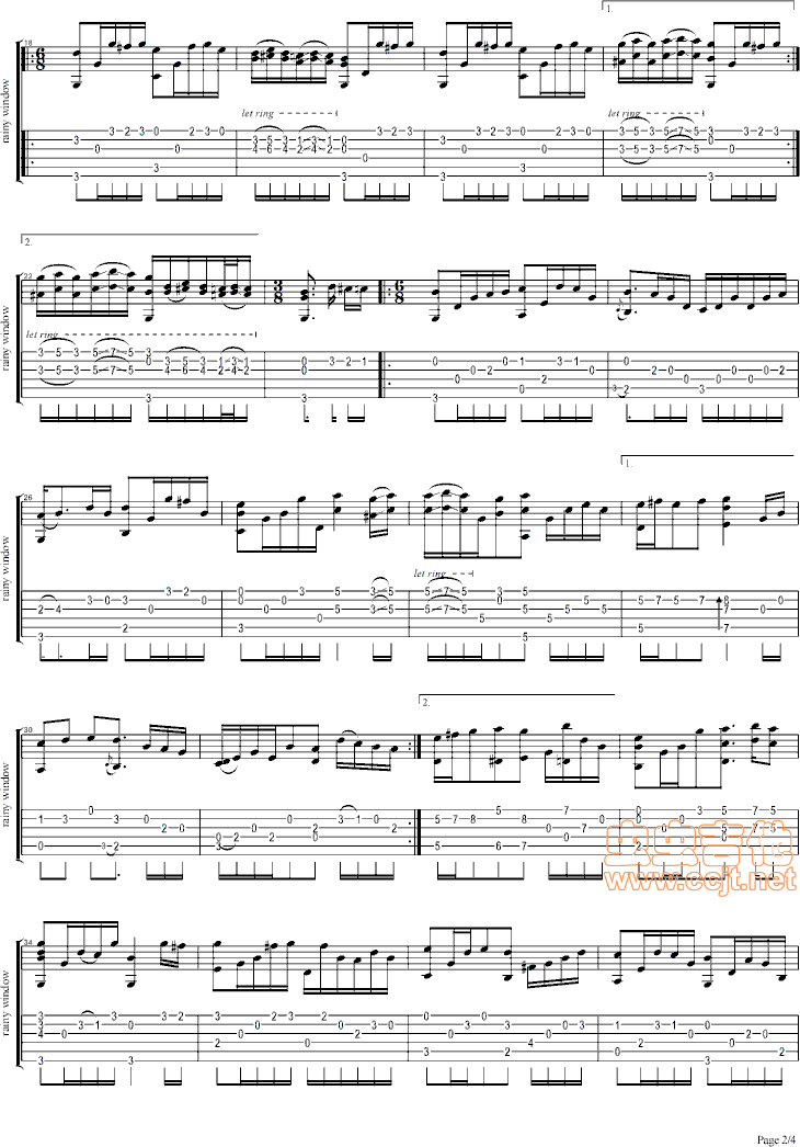 雨降窗边吉他谱--g调-虫虫吉他