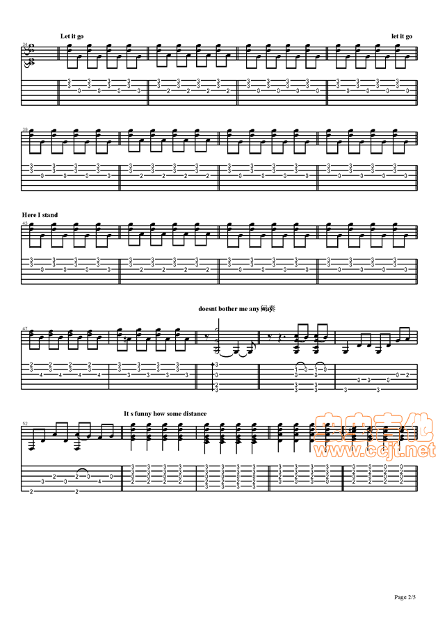 Let it go吉他谱--虫虫吉他