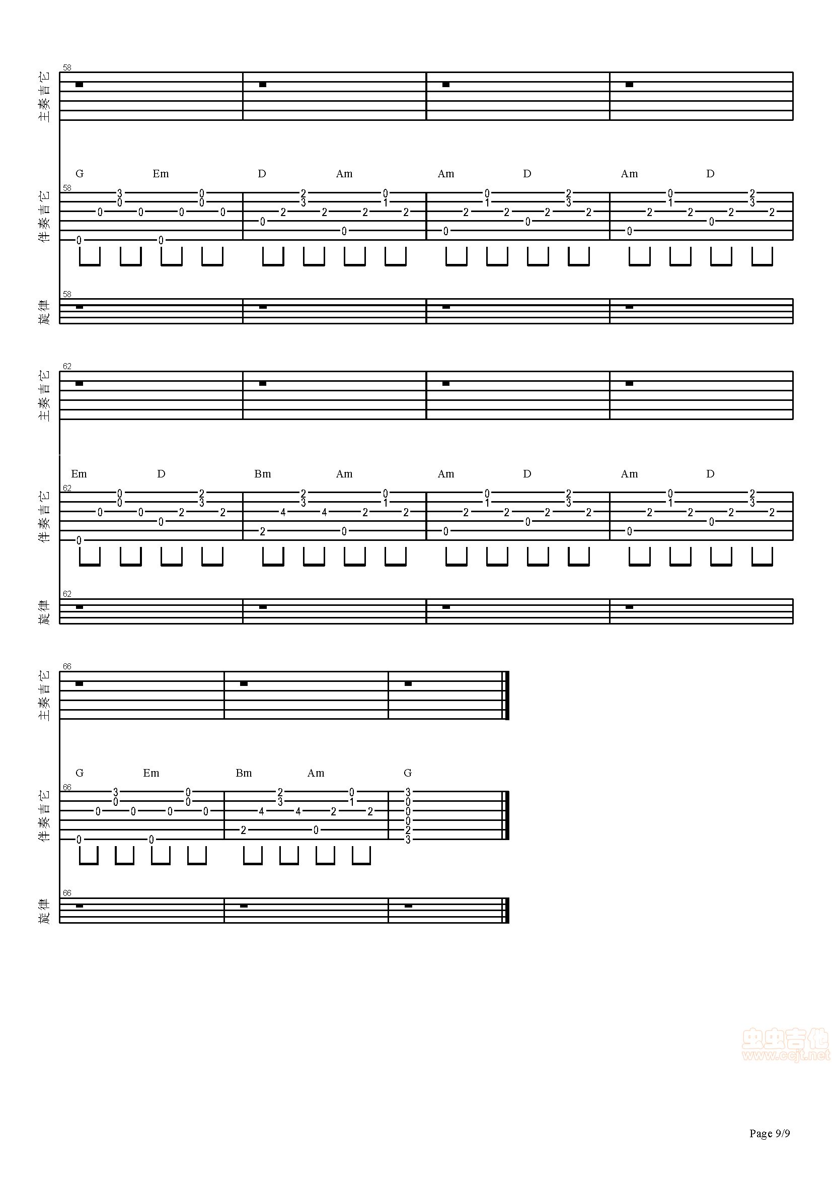 挪威的森林吉他谱-弹唱谱-g调-虫虫吉他