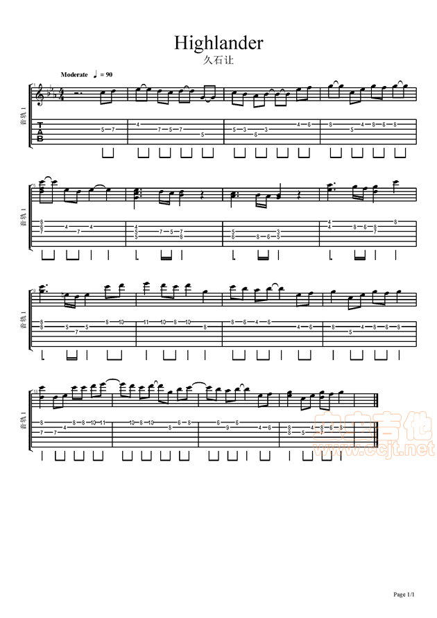 Highlander吉他谱-弹唱谱-eb调-虫虫吉他